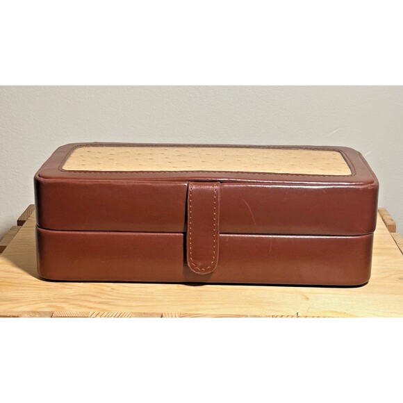 Travel Jewelry Box‎ Organizer Vegan Leather Brown 9X5X3 EUC - Picture 2 of 13